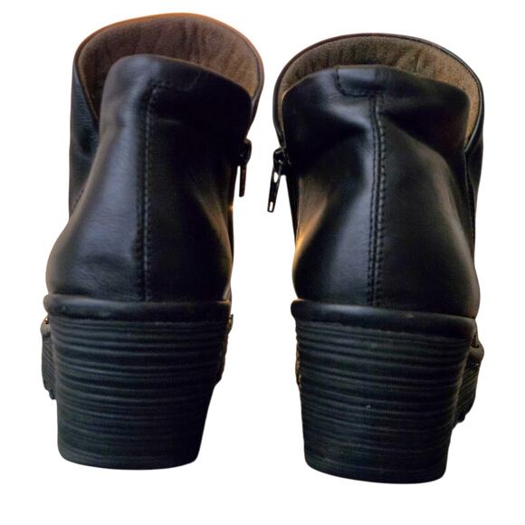 Fly London Yip Black Leather Wedge Heel Ankle Boots Size 41/10 Slouchy Edgy - Picture 5 of 9